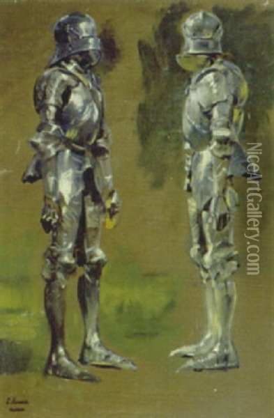 Zwei Gotische Rustungen Oil Painting - Ludwig Knaus