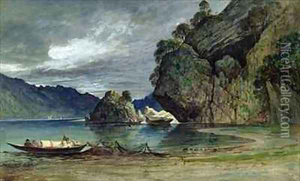 The Approach of a Storm on Liensfjord Oil Painting - Francis Danby