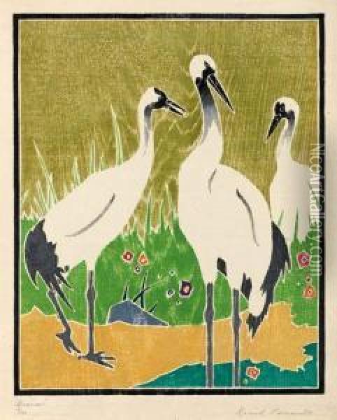 Cranes Oil Painting - Ida Marie Perrault