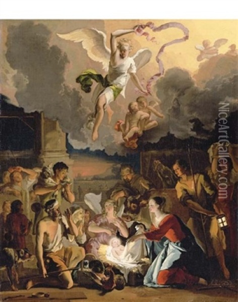 The Adoration Of The Shepherds Oil Painting - Abraham Danielsz Hondius