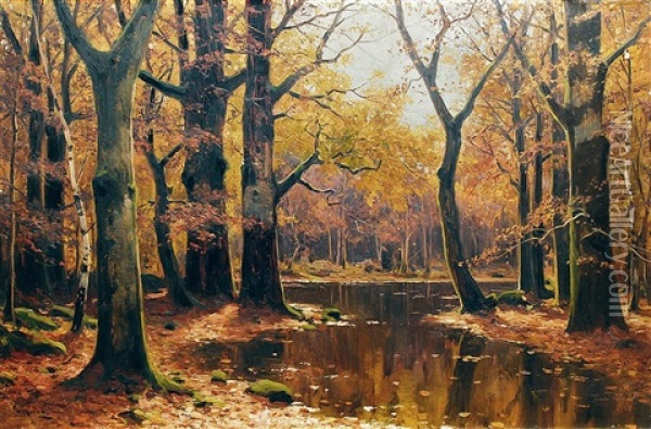 Waldlandschaft Mit Teich Oil Painting - Walter Moras