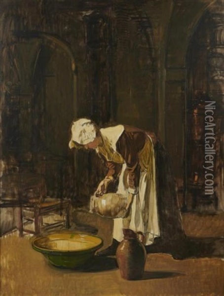 La Laitiere Oil Painting - Joseph Bail