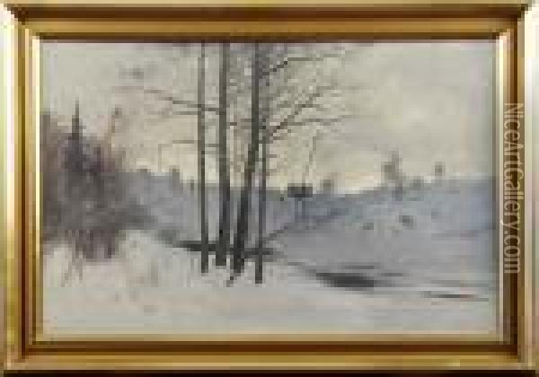 Vinterlandskap Oil Painting - Carl Brandt