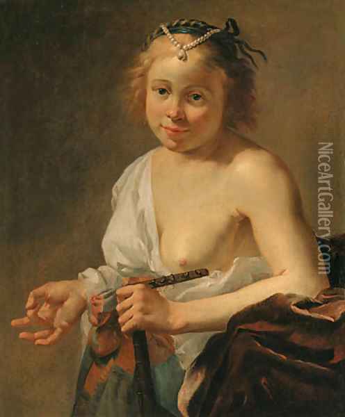 A courtesan with a lute Oil Painting - Jan Gerritsz van Bronchorst