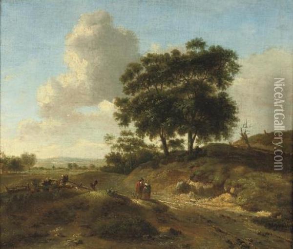 A Dune Landscape With Travellers On A Track Oil Painting - Jan Wijnants