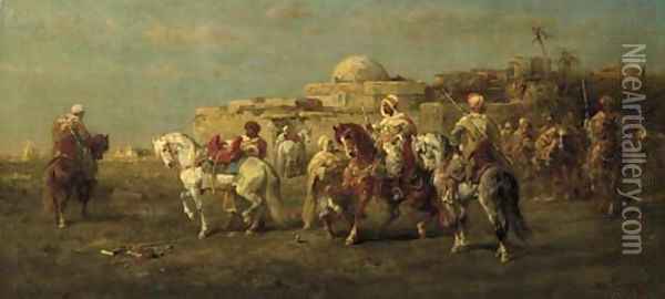 Arab Horsemen 2 Oil Painting - Adolf Schreyer