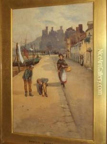 Street Scene Conway Oil Painting - John Cuthbert Salmon