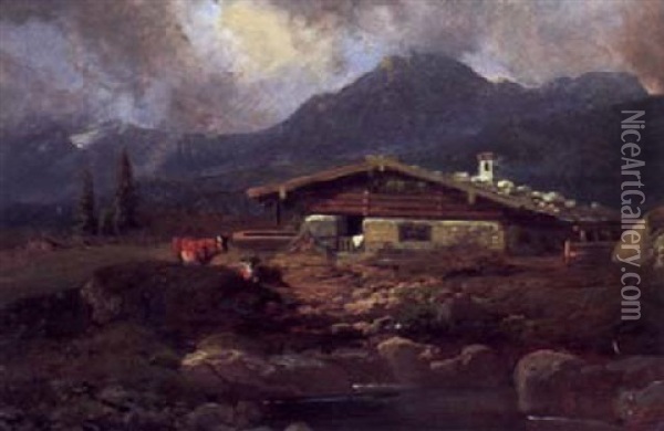 Berghof Oil Painting - Karl Millner