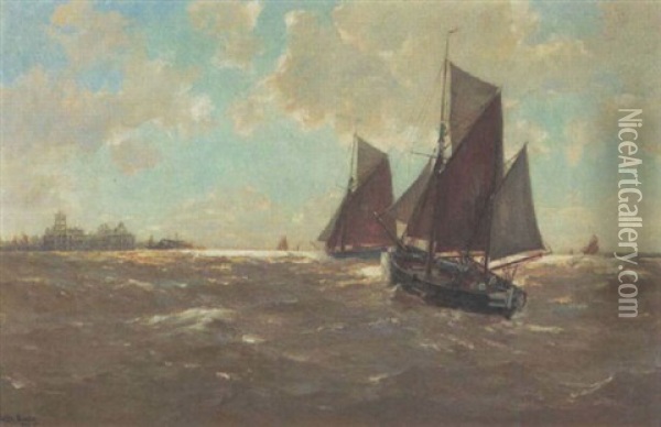 Winde Bei Ostende Oil Painting - Erwin Carl Wilhelm Guenther