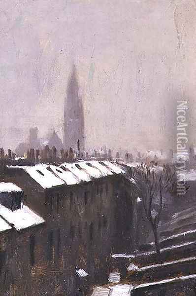Duke Street under Snow, Edinburgh, 1870 Oil Painting - Sir George Reid
