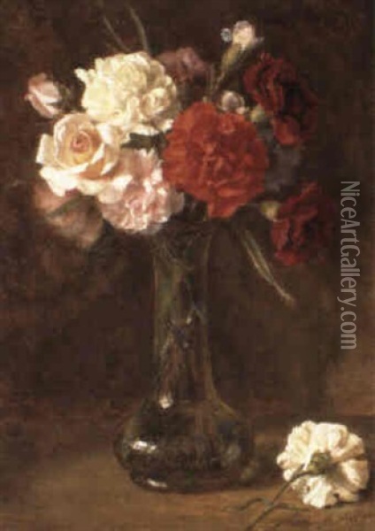 Carnations Oil Painting - Alfred Morgan