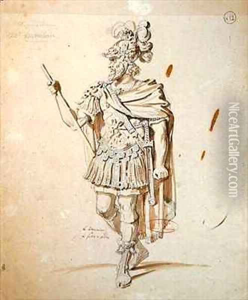 Costume design for the role of Le Commandeur Oil Painting - Achille-Jacques-Jean-Marie Deveria