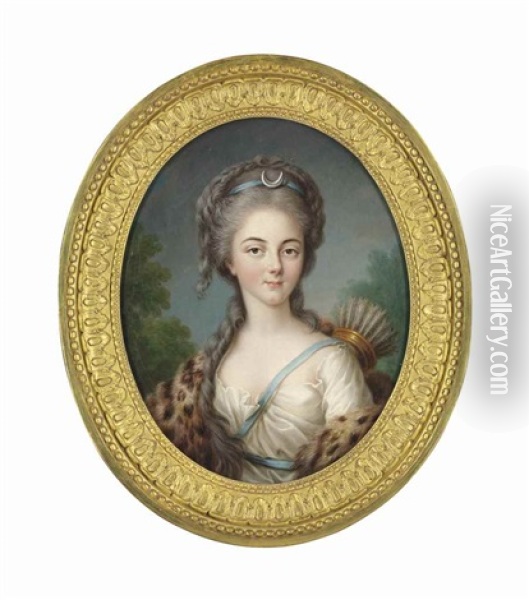 Portrait Of Anne Charlotte Of Lorraine, Mademoiselle De Brionne (1755- 1786), As Diana, Bust-length Oil Painting - Elisabeth Louise Vigee Le Brun