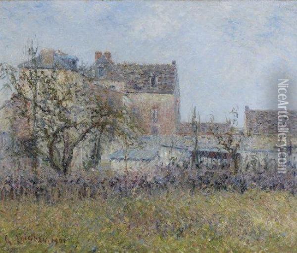 Matinee D'hiver, Maisons Au Vaudreuil Oil Painting - Gustave Loiseau