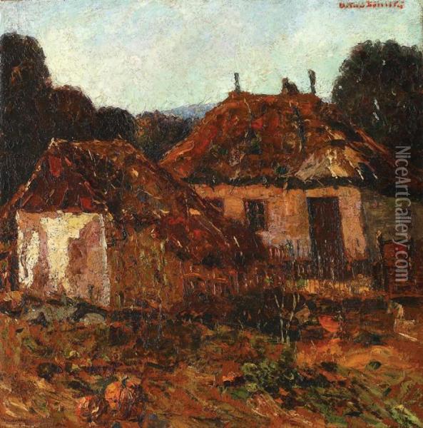 Country Houses Oil Painting - Octav Bancila