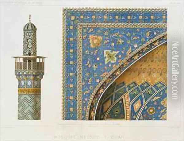 Architectural Details from the Mesdjid i Shah Isfahan Oil Painting - Pascal Xavier Coste