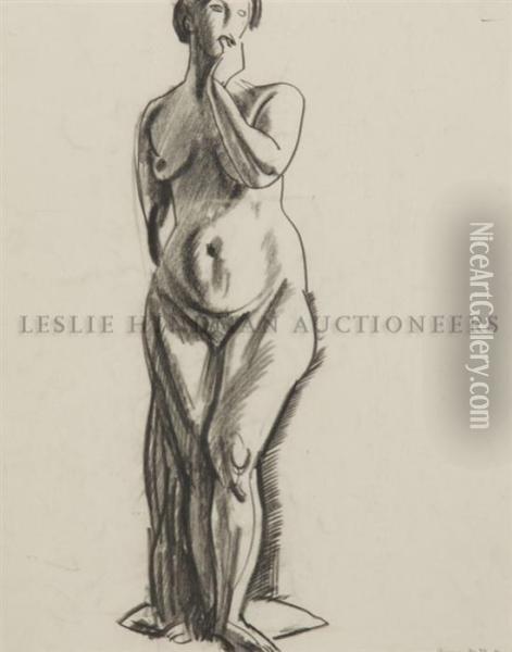 Standing Female Nude Oil Painting - George Wesley Bellows