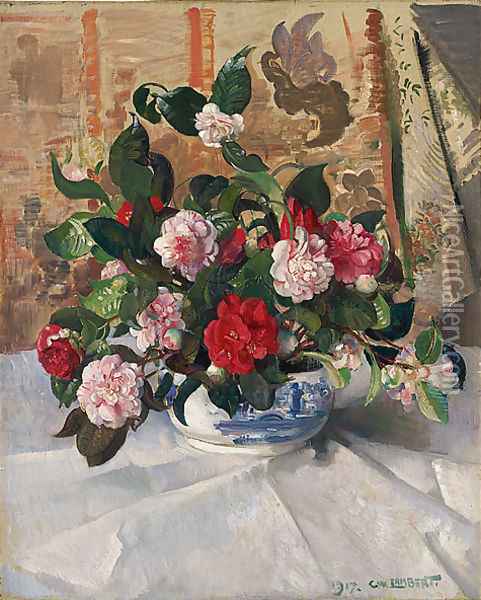 Still life, camellias Oil Painting - George Lambert