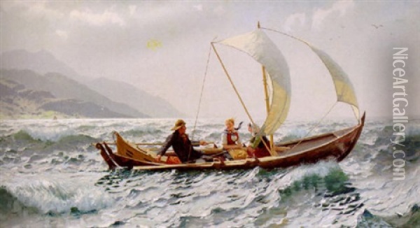 Seglats Pa Fjorden Oil Painting - Hans Dahl