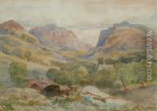 Welsh Landscape Oil Painting - David Cox