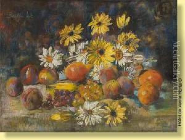 Composition Aux Fleurs Et Aux Fruits Oil Painting - Berthe Art