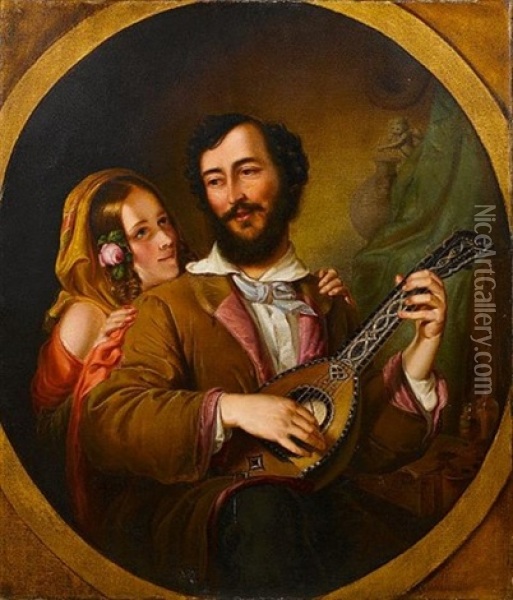 The Troubadour Oil Painting - Mikhail Ivanovich Scotti