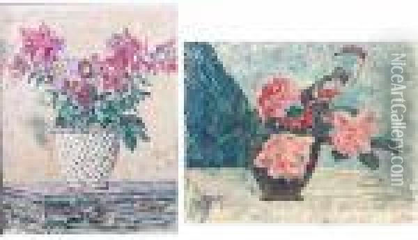 A Group Of Floral Still Lifes, 1941-42 (4) Oil Painting - Giotto Sacchetti