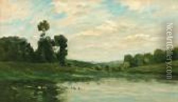  Bords De L'oise Pres D'auvers  Oil Painting - Karl Pierre Daubigny