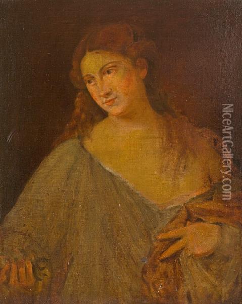 A Portrait Of A Woman Oil Painting - Tiziano Vecellio (Titian)