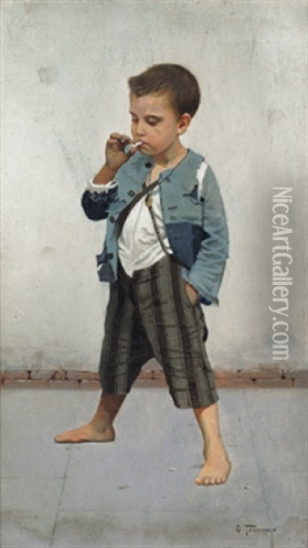Der Junge Zigarettenraucher Oil Painting - Giovanni Toscano