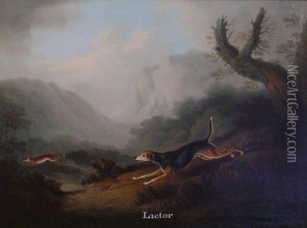 Portrait Of A Foxhound Oil Painting - Daniel Clowes