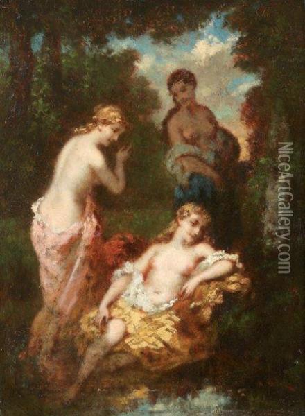 Baigneuses En Foret Defontainebleau Oil Painting - Narcisse-Virgile D Az De La Pena