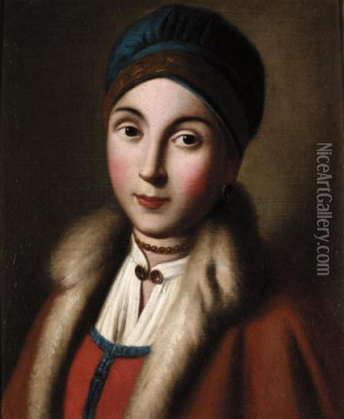 Portrait Of A Young Girl Oil Painting - Pietro Antonio Rotari