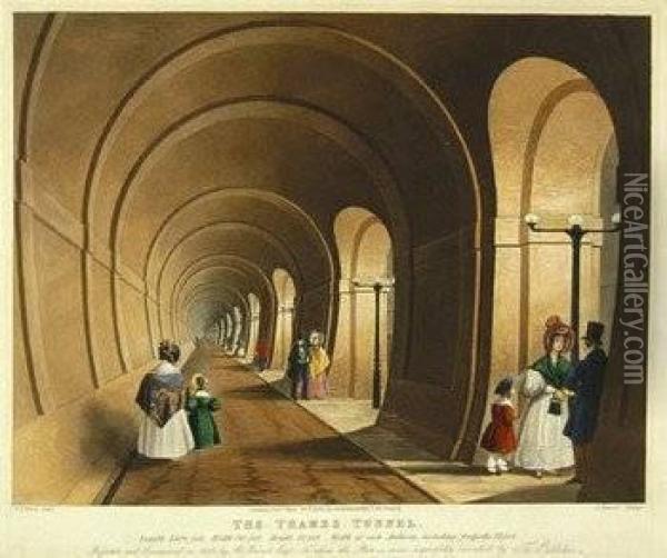 The Thames Tunnel Oil Painting - Thomas Talbot Bury