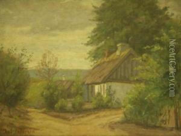 Cottage In Awood Oil Painting - Carl Petersen