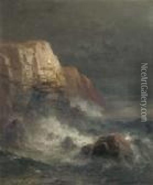 Rocky Coast Oil Painting - Edward Moran