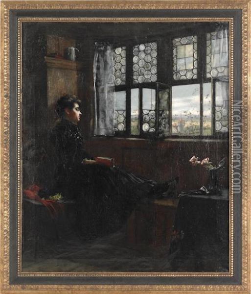 A Woman Reading By A Window Oil Painting - William Verplanck Birney