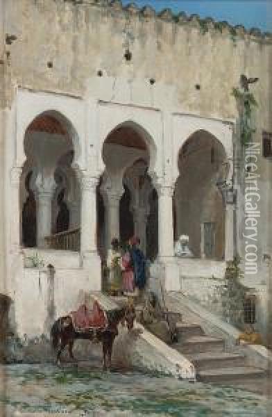 The Treasury (beit El-mal) At Tangiers Oil Painting - Victor Eeckhout