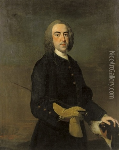 A Portrait Of A Gentleman Oil Painting - Thomas Hudson