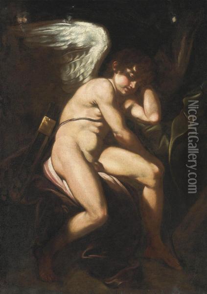 Sleeping Cupid Oil Painting - Giovanni Baglione