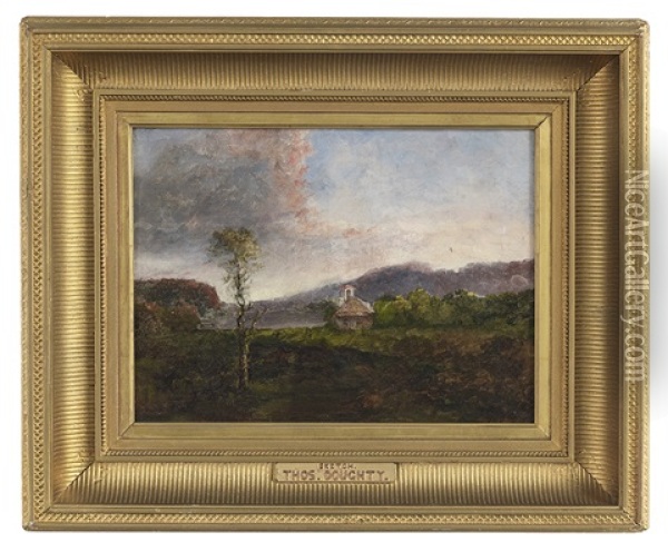 Sketch Of A Small Settlement Nestled Among The Mountains Oil Painting - Thomas Doughty