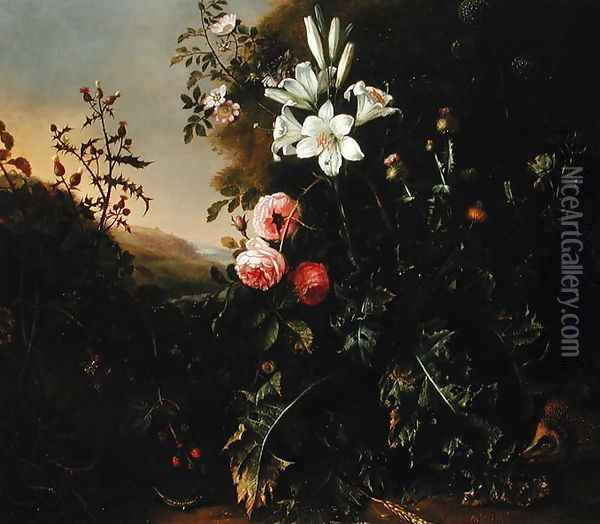 Still Life, c.1670 Oil Painting - Mathias Withoos