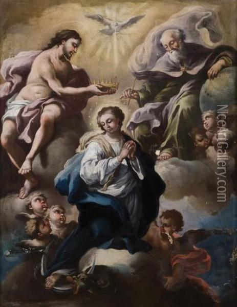 Immacolata Concezione Incoronata Dalla Trinita Oil Painting - Lorenzo Domenico De Caro