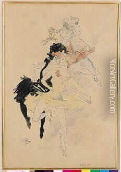 Danseuses De French Cancan Oil Painting - Jules Cheret