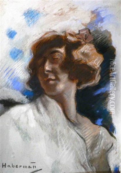 Frauenportrait Oil Painting - Hugo von Habermann the Elder