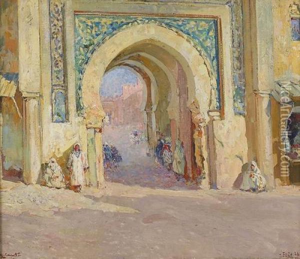 Stadttor Von Fez. Oil Painting - Ulisse Caputo
