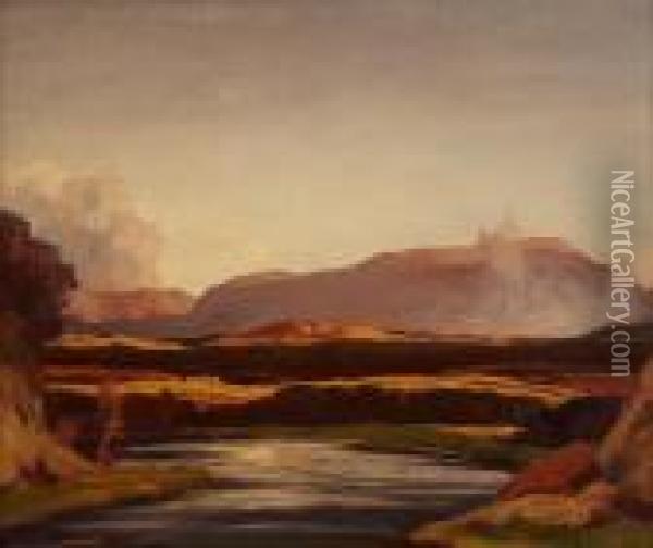 Moonrise In Badenoch Oil Painting - David Young Cameron