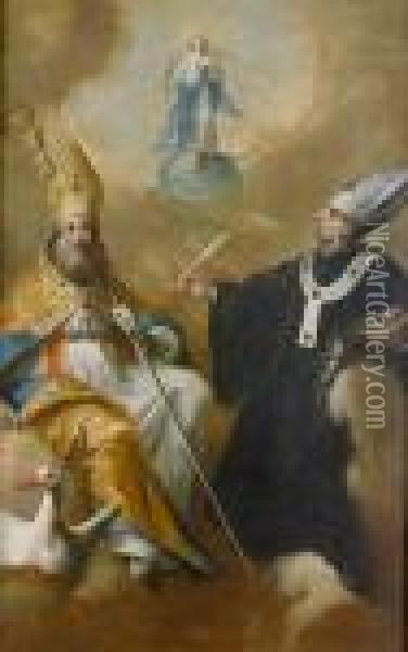 Die Heiligen Geminianus Von Modena Und Andrea Corsini. Oil Painting - Carlo Innocenzo Carloni