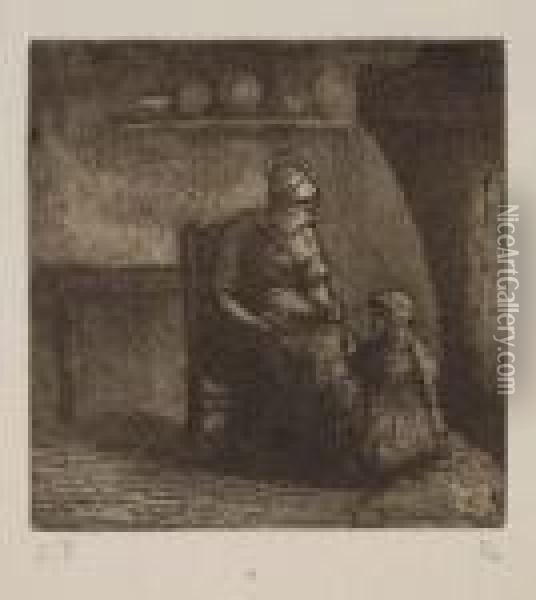 Paysanne Donnant A Manger A Un Enfant Oil Painting - Camille Pissarro