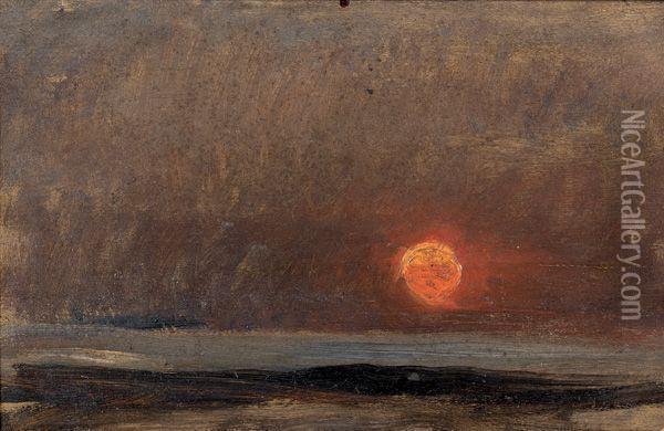 Soleil Couchant Sur La Mer Oil Painting - Charles-Francois Daubigny